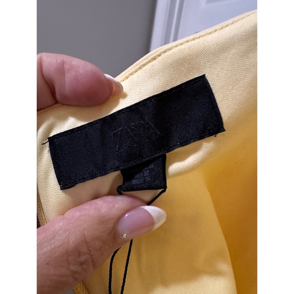Zara Yellow Halter‎ Neck Mini Dress Sleeveless Fit and Flare Cocktail XL NWT - Picture 10 of 11